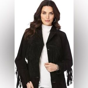 Unisex Vintage Black Fringe Western Jacket by Arturo